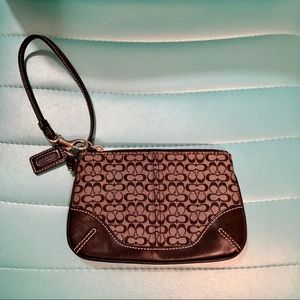 Coach Signature Black Leather/Canvas Wristlet